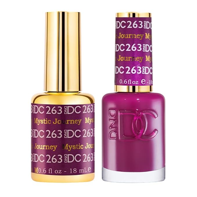 DND DC Gel Polish Set, Purple Collection, UV/LED Gel Polish and Air Dry Nail Lacquer, Matching Chip-Free Polish Duo, 263 Mystic Journey, 0.5 Fl Oz