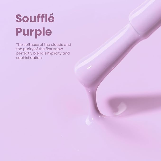 Beetles Lavender Gel Nail Polish - Souffle Purple Gel Nail Polish15ML/0.51Fl Oz, Same Color Same Bottle, Soak Off UV LED Lamp Pastel Nails Art, Long-Lasting Manicure Salon DIY Home Spring Nails