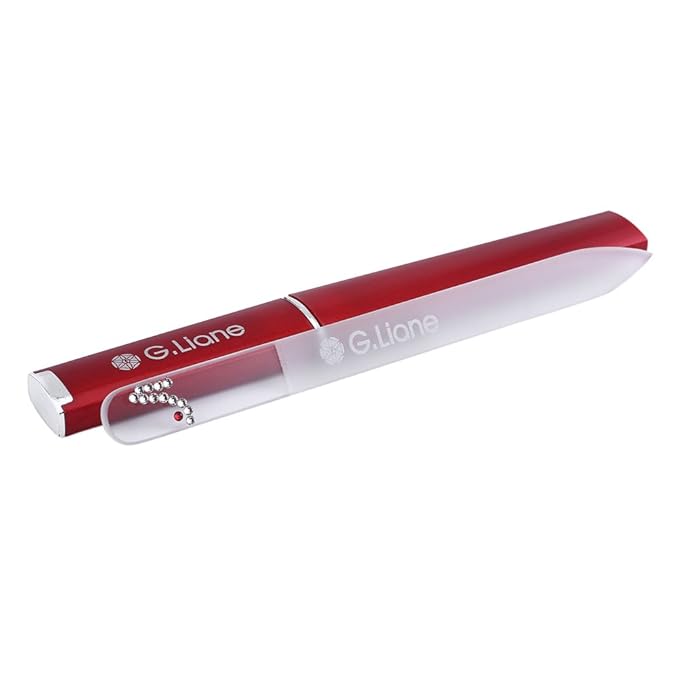 Crystal Nail File with Austria Crystals Professional Nail File in Case Manicure Pedicure Kit for Natural Nails Acrylic Nails Gels Nails Manicure Tools for Home and Salon(Red Highheel)