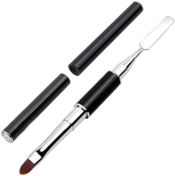 PayPie Dual-Ended Polygel Brush & Picker Brush tool, 2 in 1 Stainless Steel Designs Polygel Nail Brushes Gel Nail Tool for PolyGel Gel Acrylic Nails Extension (Black)