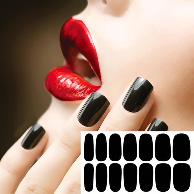WOKOTO 20 Pcs Solid Nail Polish Strips, Self Adhesive Solid Nail Stickers And 1 Nail File Kit 14 Tips Per Sheet Glitter Fingernail Stickers gel nail strips Wraps For Women And Girls DIY Manicure