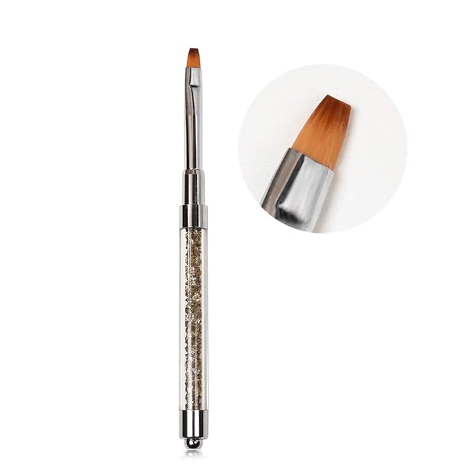 KADS Acrylic Brush Nail Art Brush Rhinestone Powder Brush Acrylic Clear Handle Nail Art Design Paint Pen Manicure Tool for Nails Sculpting (Brown)