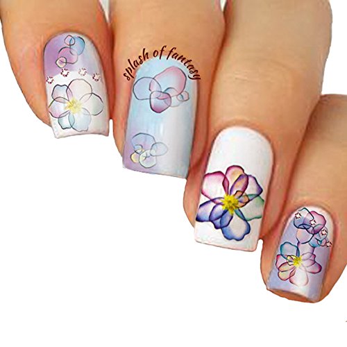 Nail Art 3D Stickers ♥ Colorful Flower Collection of 10 Decals /EE-I/