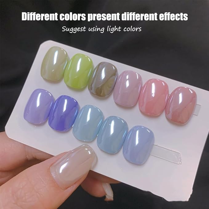 White Pearl Chrome Nail Powder, Summer Mirror Effect Chrome Powder for Gel Nails, Iridescent Pearlescent Glitter Nail Pigment Powder for Nail Art Decorations