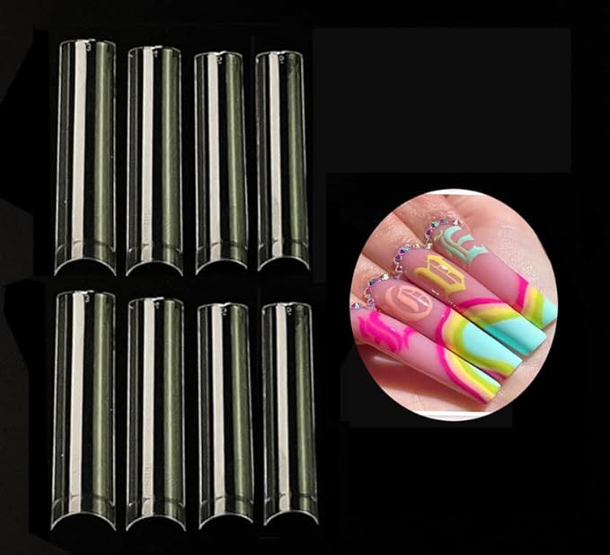 No C curve XXL Square Nail tips size 4,5,6,7, 600pcs per bag Clear Acrylic Nails Square Shape Nail Tips SITELENABY Flattened Half Cover False Nails for Salon&Home DIY French ABS Nail Art Tips