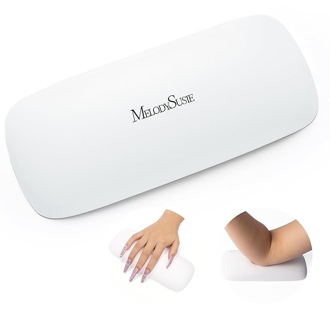 MelodySusie Nail Arm Rest, Portable Manicure Hand Rest, Professional PU Leather Nail Hand Rest Stand for Acrylic Nails, Nail Hand Pillow for Nail Tech Manicurist, Travel Salon Home, White