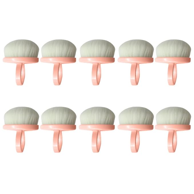 10PCS Nail Dust Brushes Lightweight,Soft Small Dust Brush Nails,Portable Nails Dusting Cleaning Brush Ring for Makeup,Nail Art(Pink)