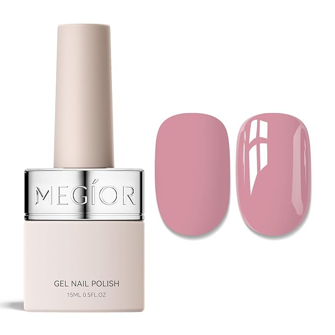 MEGIOR Mauve Pink Gel Nail Polish 0.5 Fl Oz Pink Soak Off UV LED Lamp Light Cure Gel Polish Kit for Salon and Nail Art Starter Manicure DIY at Home