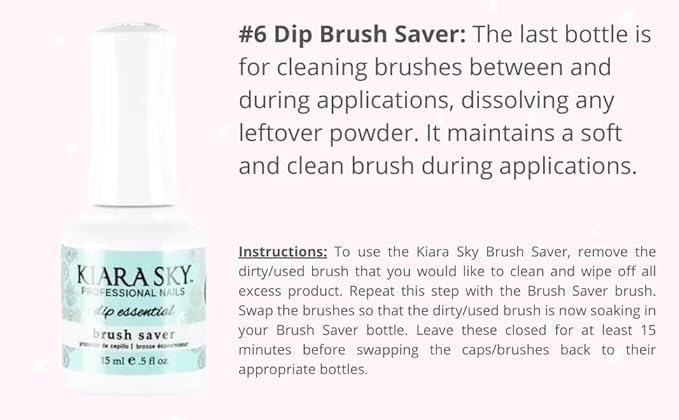 Kiara Sky Professional - Dip Manicure Nail Liquid Essentials - Long Lasting Nail Gels - Beauty Essentials Nail Design for Nail Art - Dip Liquids for Dip Manicure 0.5 fl oz, Essentials Kit Steps 1-6