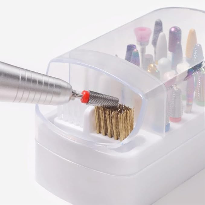 minkissy Nail Drill Bit Holder 30-Slot Storage Case Organizer for Manicure Grinding Heads Dustproof Nail Tool Display Box for Salon and Home