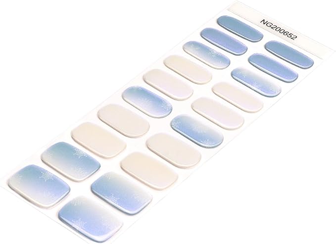 Christmas Semi Cured Gel Nail Strips - 20Pcs Snowflake UV Gel Nail Wraps, Long Lasting Salon-Quality Stickers, Includes Nails File & Wooden Stick - UV/LED Lamp Required