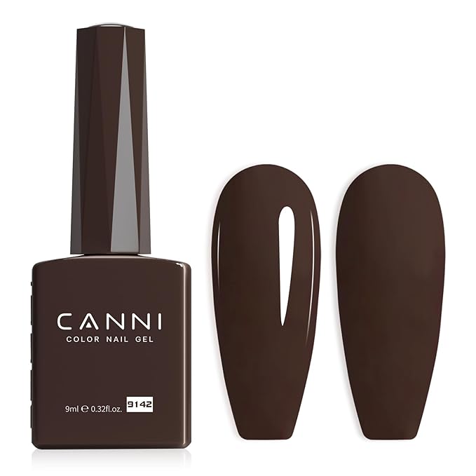 CANNI Dark Brown Gel Nail Polish, 1Pcs Deep Brown Gel Polish Color Nail Polish High Gloss Soak Off Nail Manicure Salon DIY at Home
