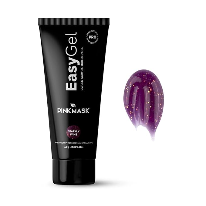PINK MASK Easy Gel 2oz 60g- Sparkly Wine, Professional Builder Enhancement Gel-Quick Nail Extension for Beginner DIY, Nail Strengthener-Long Lasting-Salon Quality-Thickening Solution