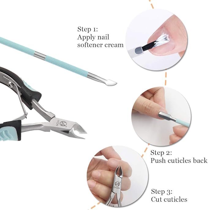 IVON Cuticle Trimmer with Pusher, Cuticle Cutter Remover - Rubber Non-slip Handle