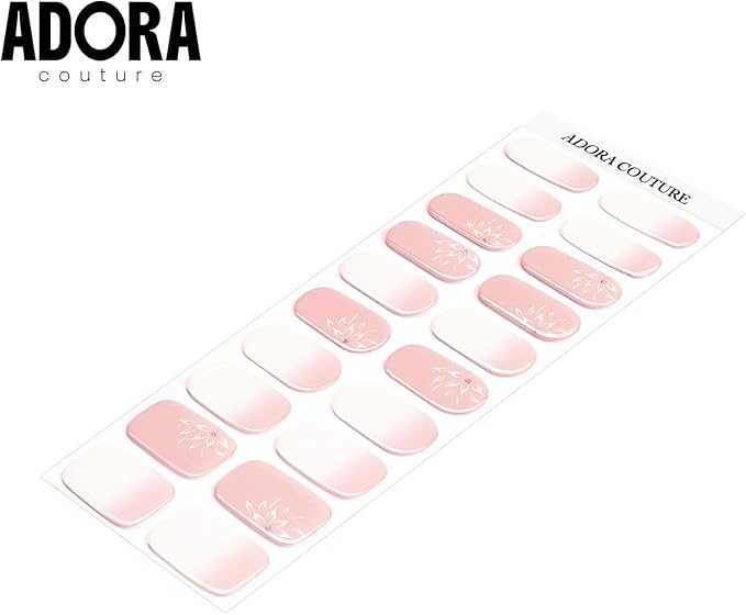 Semi-Cured Gel Nail Strips - 20 Salon-Quality Gel Sticker with UV Light Required, Long Lasting, Easy Application & Removal, Includes Prep Pad, Nail File, Wooden Stick – Soft Serenity