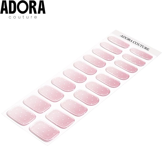 Semi-Cured Gel Nail Strips - 20 Salon-Quality Gel Sticker with UV Light Required, Long Lasting, Easy Application & Removal, Includes Prep Pad, Nail File, Wooden Stick – Powdered Sugar