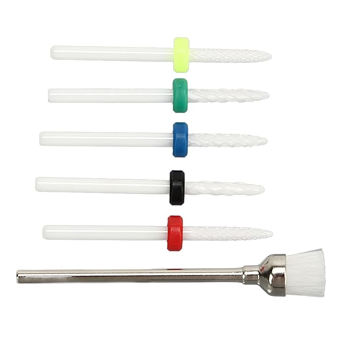Cramic Bits for Nail Drill 6pcs Nail Drill Bit Set Professional Home Salon Ceramic Cuticle Remover Bits Acrylic Nail Art Tools for Manicure Pedicure Home Salon