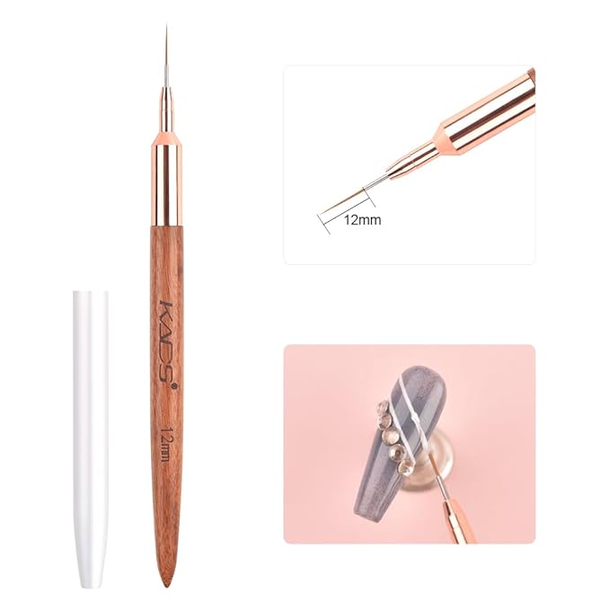 KADS Fine Liner Brush, Nail Art Striping Brushes 6/9/12/15/18mm Thin Line Nail Brush Detail Drawing Brush Gel Nail Polish Brush (12mm)