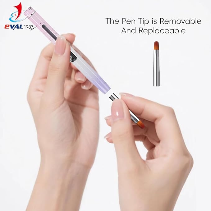 Nail Art Brushes Set, YIHUALE Push Contact Builder Nail Extension Gel Brush, Gel Polish Art Design Pen Painting Tools, Nail Art Liner Brush and Dotting Pen for Salon, DIY (Pink+purple, 1PCS)