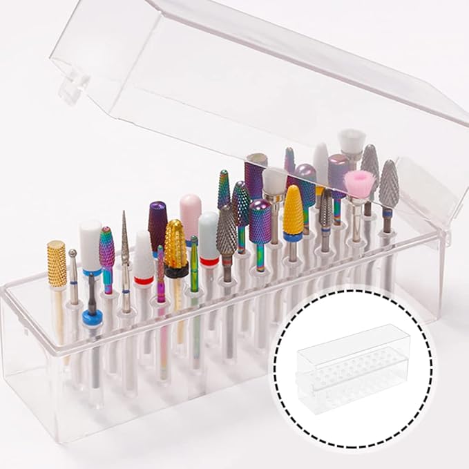 Sturdy Nail Drill Bits Box 30 Hole Storage Case Grinding Head Holder Manicure Tool Display