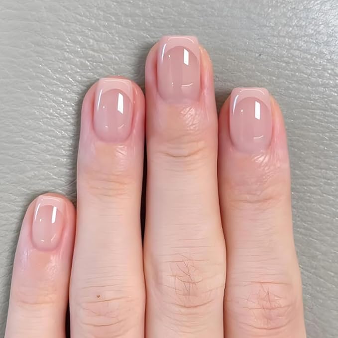 24Pcs Short Press on Nails Square Fake Nails Pink Press ons French Tip Glue on Nails Glossy Full Cover Cute Acrylic Nails Short Coffin False Nails Reusable Artificial Stick on Nails for Women Manicure