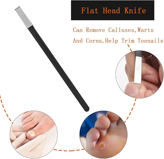 Watris Veiyi 4PCS Pedicure Knife Set, Ingrown Toenail Removal Kit, Pedicure Callus Shaver Tools, Professional Foot Scraper, Steel Foot Care for Dead Skin Corn Foot Remover Foot File Rasp (6.3in)