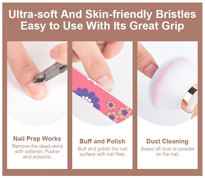 Nail Dust Brush Nail Art Dust Cleaner for Acrylic Nails Dust Brush for Nails Nail Art Manicure Dust Cleaner Brush for Nail Cleaning Makeup Brush Tools (4)