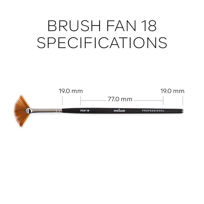 Pink Mask Fan Brush 18 - Large Manicure Brush for Blending, Ombre Effects, and Glitter Application