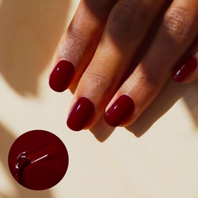 Manucurist Green Flash LED Dark Pansy Red Gel Nail Polish - Vegan, 12-Free, Plant-Based - Strengthens and Protects the Nail - Burgundy Gel Polish - Made in France - 0.5 fl oz