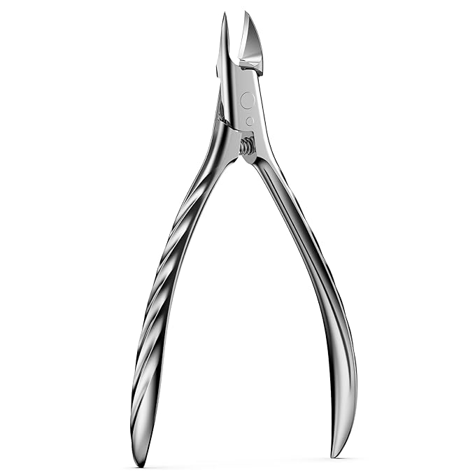 BEZOX Ingrown Toe Nail Clippers for Thick Toenails for Seniors, Wide Opening Jaws Toenail Clipper for Thick Nails, Deep-Reach Curved Blade Toenail Scissors - Silver
