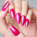 GLAMERMAID Hot Pink Press on Nails Medium Almond, Handmade Pearl Pink Red Neutral Jelly Sofy Gel Glue on Nail Stiletto, Glossy Fake Nails Short Oval，Reusable Acrylic Stick on False Nail Kits for Women