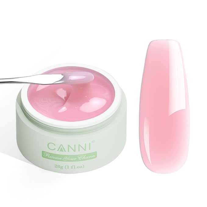 CANNI Builder Gel for Nails – 1Fl Oz Light Rose Pink Hard Gel, Nail Extension & Strengthening Jelly gel for DIY Holiday Nail Art