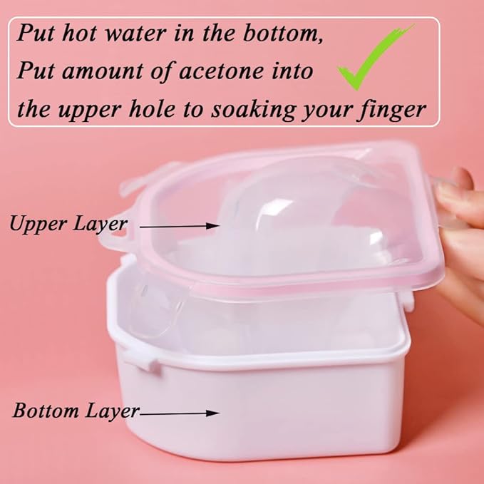 Nail Soaking Bowl, Gel Nail Polish Remover Kit, Manicure Bowl for Hand, Dip Powder Remover Tools, Nail Soak Off Bowl for Acrylic Nails, Nail Brush, Cuticle Pusher, Cuticle Peeler, 100/180 Nail File,