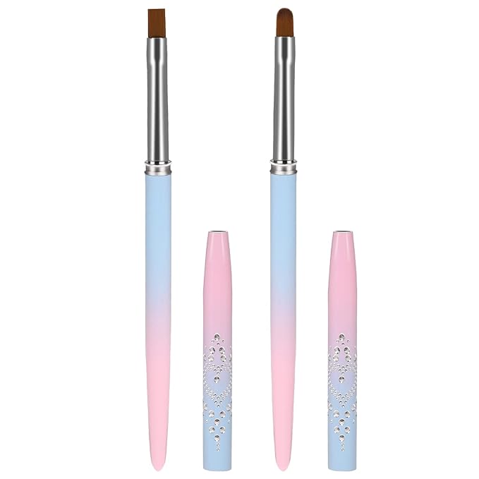 Sliverdew Nail Polish Clean Up Brush, 2Pcs Round&Flat Nail Art Polish Brush for Cleaning, Finger Nail Cleaning Brushes for Nail Art, Professional Nail Painting Brush