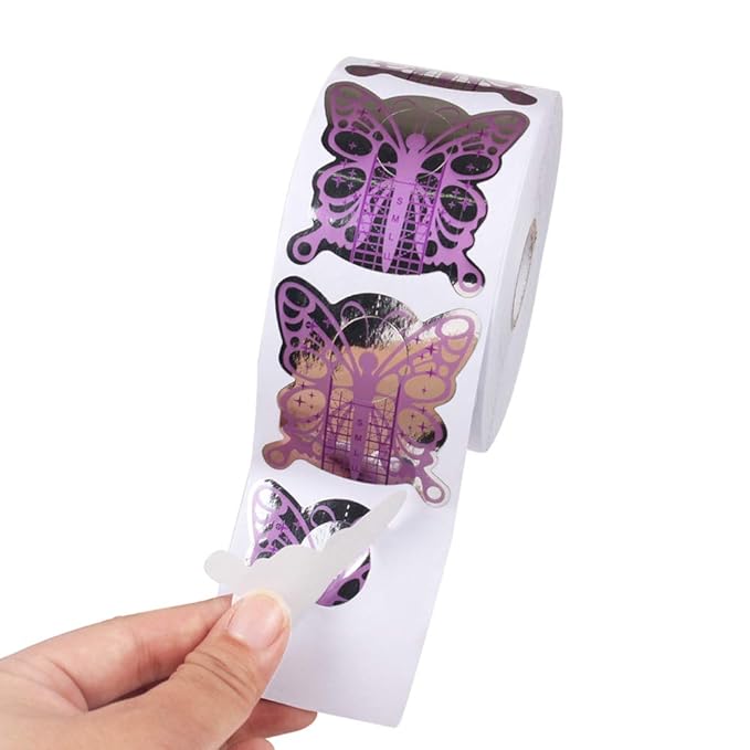500Pcs Nail Form Pruple Bufferfly Shape Nail Art Guide Form Acrylic Tips UV Gel Extension Stickers Guide Stencil Manicure Tools for Nail Polish Guide