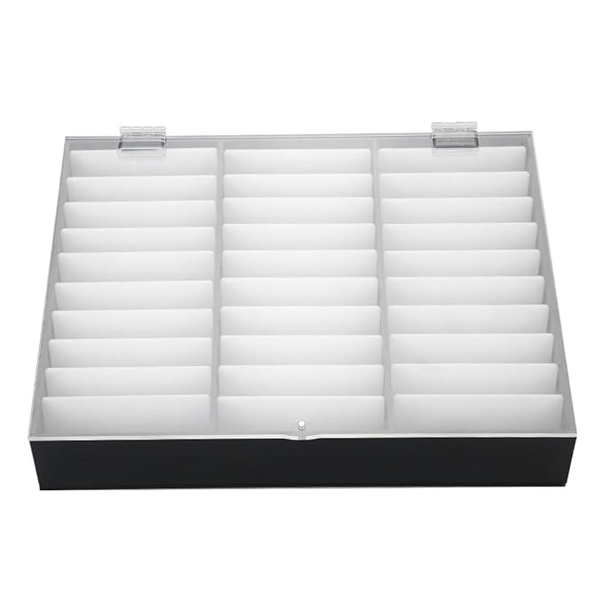 Rosvola Nail Art Display, Nail Storage Organizer Box, Empty Nail Tips Storage Box with cover Fake Nail Display Case for Nail Salon Home Use (Black)