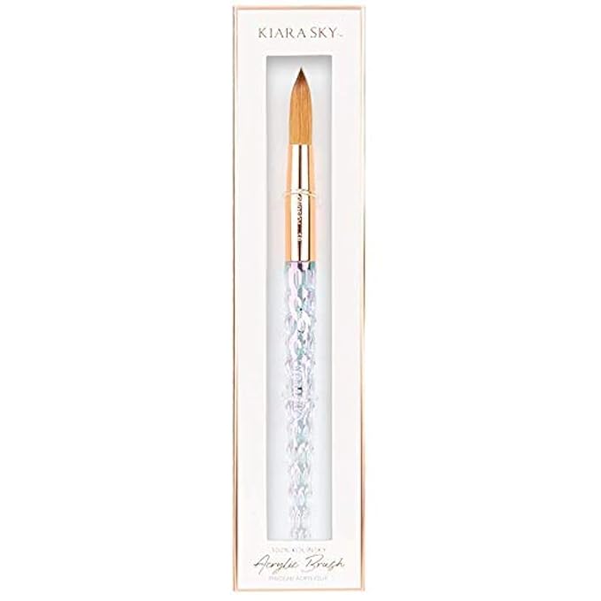 Kiara Sky Acrylic Brush #18 - Clear | 100% Pure Kolinsky | Crystal Cut Handle and Acetone Resistant