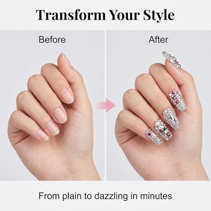 Colorful DIY Bedazzler Kit, 2026 New Versatile Nail Art Rhinestones for Crafts, Upgraded Crystal Gems for Bedazzling Nails, Crystals for Nail and Makeup (Colorful-B)