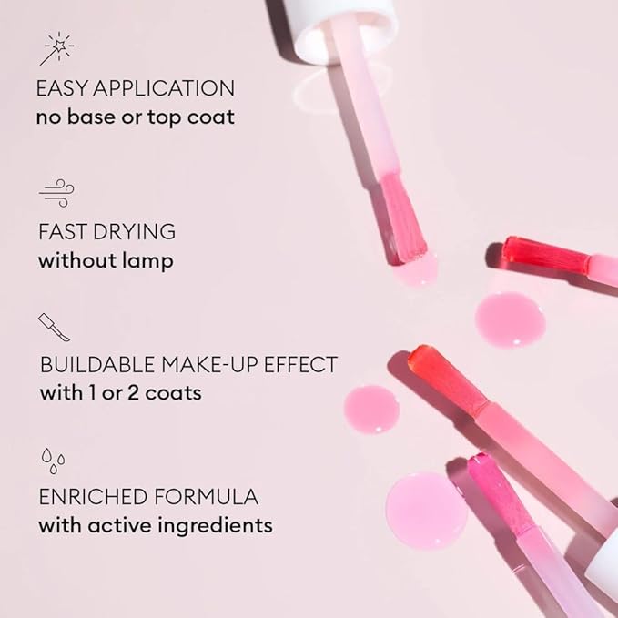 Manucurist Active Glow Raspberry Nail Polish & Care - Ultra-Glowy 2 in 1 Nail Concealer & Care - Plant-Based Ingredients: Sweet Almond Oil, Raspberry - Gifts for Women - Gifts for Her