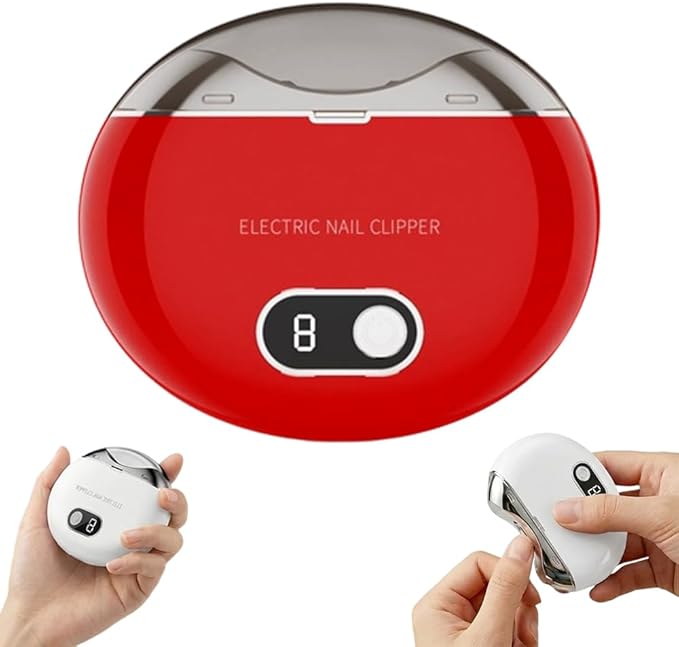 Electric Nail Clipper, 2026 New Automatic Electric Nail Clipper with Light, Nail Scraps Storage, LCD Digital Display, 3 Speed Adjustment Electric Fingernail Trimmer for Seniors, Kids, Adults (Red)