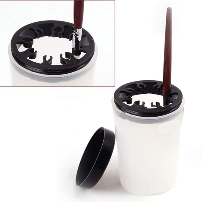 1 Piece Nail Art Brush Cleaner Cup Nail Art Tip Brushes Holder Remover Cup UV Gel Pen Polish Remover Cleanser Cup Immersion Brush Cleaner Pot Multiple Size Slots, Black Lid