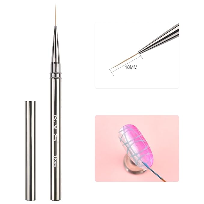 KADS Fine Liner Nail Brush Metal Handle Nail Painting Design Brush Drawing Pen 6mm 9mm 12mm 15mm 18mm (18mm)