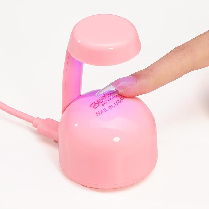 Beetles Mini UV Light for Gel Nails Tips – Small Flash Cure Lamp with Smart Sensor for Easy and Fast Nail Extensions, Cute and Portable UV LED Nail Lamp DIY Manicure Tools, Pink