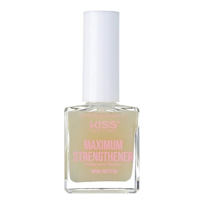 Kiss New York Nail Strengthening Treatment, Maximum Strengthener for Thin, Cracked, Split Nails, Infused with Biotin and Keratin, Made in Korea