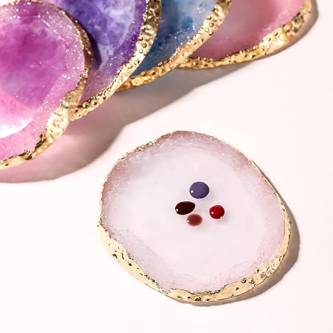 AKOAK 1 Pack Phnom Penh Resin Crystal Agate Palette Nail Art Gel Nail Polish Palette Nail Piece Display Tool,Purple