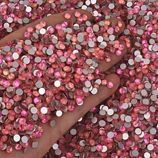 Blinginbox Rhinestones for Crafting,Flatback Rhinestones Glass Gems Stones Round Gemstones Non-Hotfix Crystal for Crafts Nail Decoration,Pink Rose Crystal(2.7-2.9mm) SS10/1440pcs