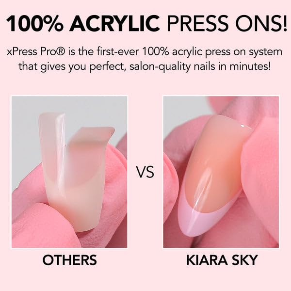 Kiara Sky Press On Nails | XPRESS PRO 100% Acrylic Nails | 30-Piece Kit Includes Nail Glue, Cuticle Pusher, File & Prep Pad | Almond Short - Sip and Swirl