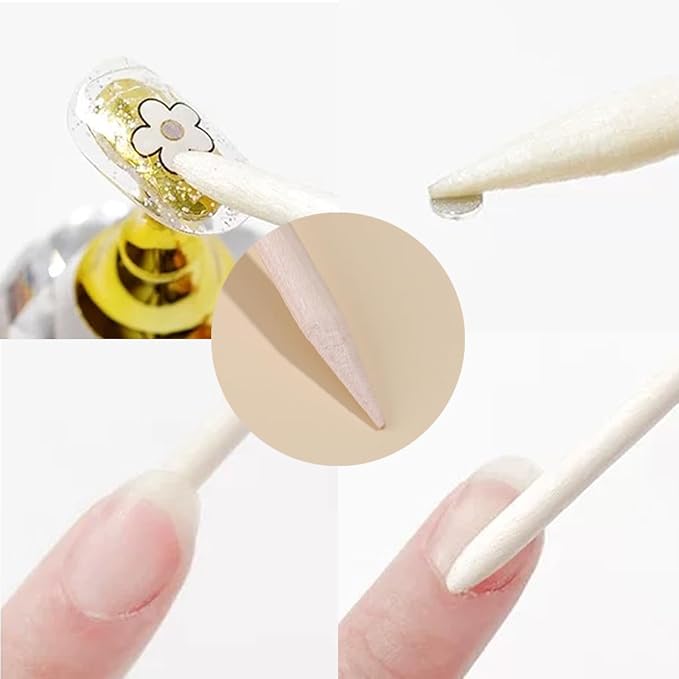 Disposable Manicure Kit 5PCS, Orange Wood Sticks, Handle Grip Brush, Mini Nail Files Buffers Bulk, Individually Packaged Professional Fingernails Toenails Tools for Salon Home Travel