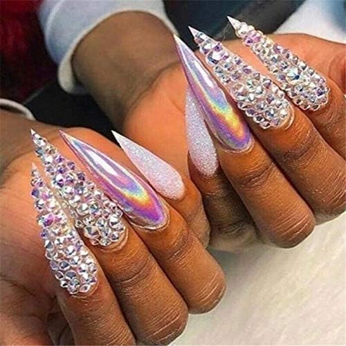 FASHEWELRY 1440Pcs/Bag Glass Rhinestone Nail Art Decoration Accessories Pointed Back Crystal Diamond Gems Beads for DIY Nail Art Decoration