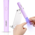 AIRSEE Mini Handheld UV Light with Stand,Portable Rechargeable Nail Lamps,2 Timers for Fast Nail Extension,Rhinestone Glue Decoration,Gel Strips at Home,Travel(Purple)